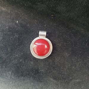 VINTAGE MEXICO STERLING SILVER RED JASPER PENDANT